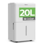 Luftentfeuchter elektrisch 30L, Entfeuchter elektrisch für Keller, Raumentfeuchter elektrisch 40dB für Räume bis zu 245m³/90m², mit Filter und 1M Ablaufschlauch, Timer, 10 J. Gar.