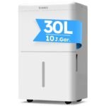 Luftentfeuchter elektrisch 20L/24H, Entfeuchter elektrisch Keller, Raumentfeuchter elektrisch 39dB für Räume bis zu 150m³/50m², Timer, 1M Ablaufschlauch, Filter, 10 J. Gar
