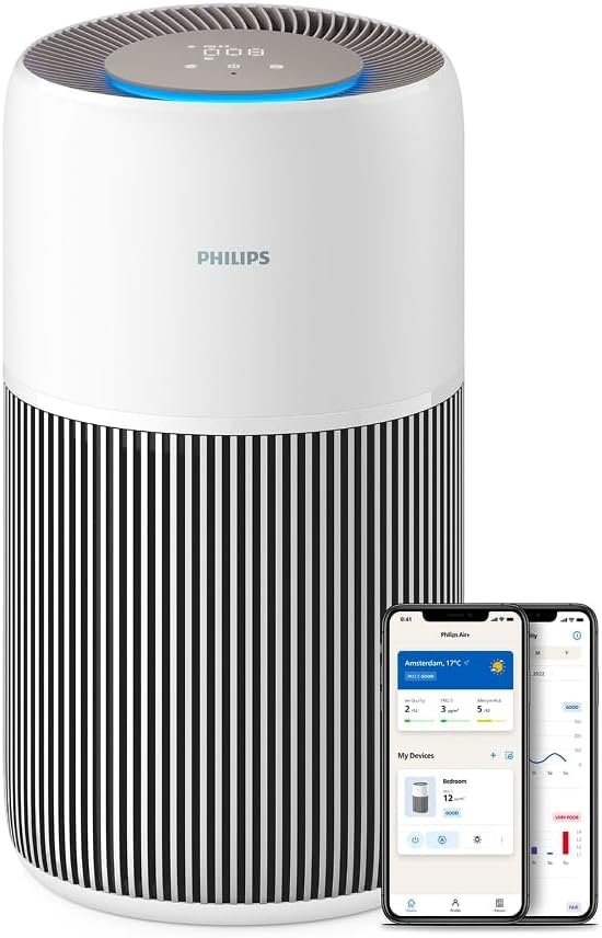 Philips Luftreiniger 2200 Series, HEPA NanoProtect + Aktivkohlefilter, CADR 400m?/h fŸr 104m?, Allergiker, Ultra-leise, Intelligenter und langlebiger Filter (AC2210/10)