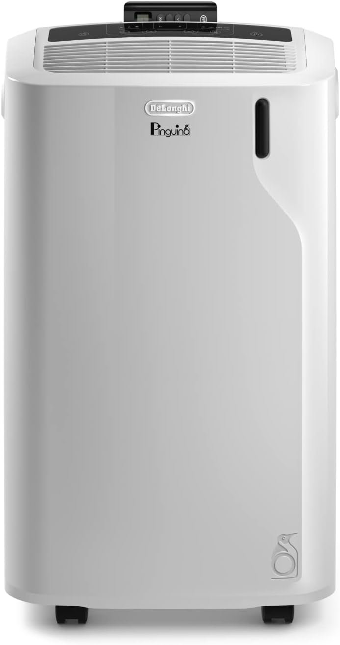 51XybPFJX6L._AC_SL1500 De'Longhi Pinguino PAC EM82, Mobile Klimaanlage für Räume bis zu 80 m³, 9.400 BTU, 2,4 kW, 63 dB, Entfeuchtungsfunktion, Energieklasse A, 24h-Timer, Weiß