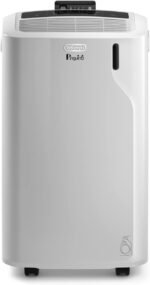 De'Longhi Pinguino PAC EM82, Mobile Klimaanlage für Räume bis zu 80 m³, 9.400 BTU, 2,4 kW, 63 dB, Entfeuchtungsfunktion, Energieklasse A, 24h-Timer, Weiß