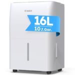 Luftentfeuchter elektrisch 20L/24H, Entfeuchter elektrisch Keller, Raumentfeuchter elektrisch 39dB für Räume bis zu 150m³/50m², Timer, 1M Ablaufschlauch, Filter, 10 J. Gar