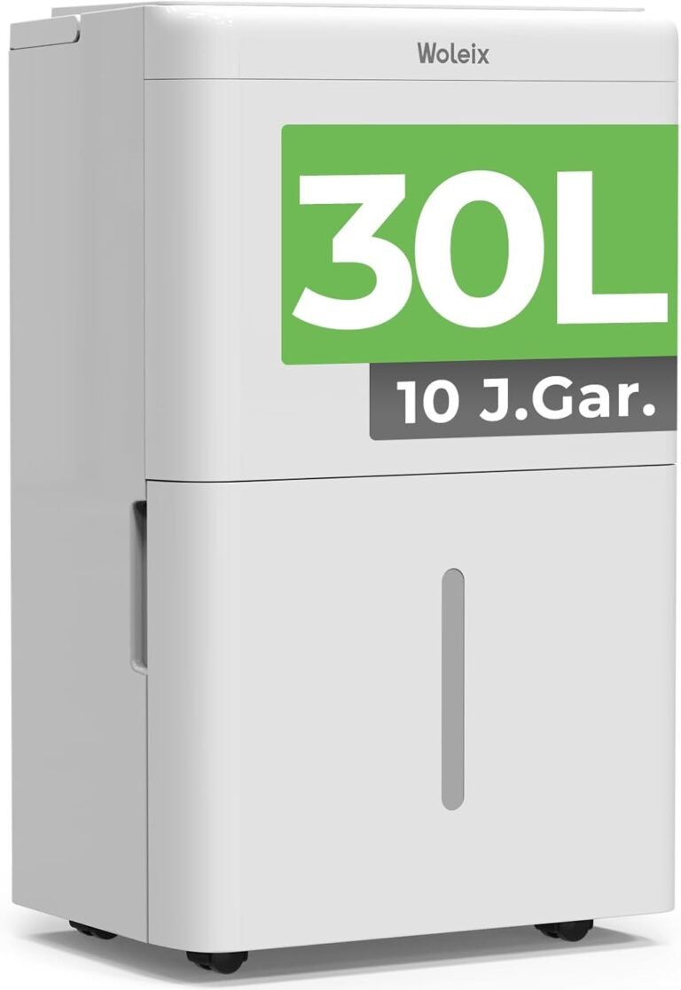 Luftentfeuchter elektrisch 30L, Entfeuchter elektrisch für Keller, Raumentfeuchter elektrisch 40dB für Räume bis zu 245m³/90m², mit Filter und 1M Ablaufschlauch, Timer, 10 J. Gar.