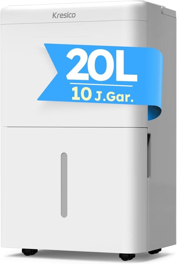 Luftentfeuchter elektrisch 20L/24H, Entfeuchter elektrisch Keller, Raumentfeuchter elektrisch 39dB für Räume bis zu 150m³/50m², Timer, 1M Ablaufschlauch, Filter, 10 J. Gar