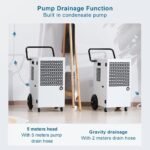 120L/Tag Kompressor Elektrischer Luftentfeuchter: Raumentfeuchter Keller mit Pumpe und Ablassschlauch 300m²/600m³Leistung Entfeuchter Badezimmer 24H Timer Trocknung von Wäsche