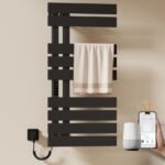 EMKE Badheizkörper Elektrisch 1000 x 500 mm, WiFi Intelligenter Thermostat Elektrischer Handtuchheizkörper, Handtuchwärmer Elektrisch für Alexa und Google Home und APP Schwarz 320W (Right)