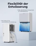 Luftentfeuchter elektrisch 20L/24H, Entfeuchter elektrisch Keller, Raumentfeuchter elektrisch 39dB für Räume bis zu 150m³/50m², Timer, 1M Ablaufschlauch, Filter, 10 J. Gar