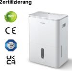 COMFEE' Luftentfeuchter Easy Dry 20L/Tag, 4 Modi, Luftbefeuchter angeschlossen, 3 l Tank, Wäschetrockner, Swing-Funktion, für Räume von 40㎡/100 m³, Weiß