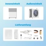 Midea Portasplit Mobile Wärmepumpe, Klimaanlage, Kühlen A++/Heizen A+, 12000 BTU 3, 5kW, für Räume bis zu 42 m² / 105 m³, nur 39 dB(A) im Silent-Modus