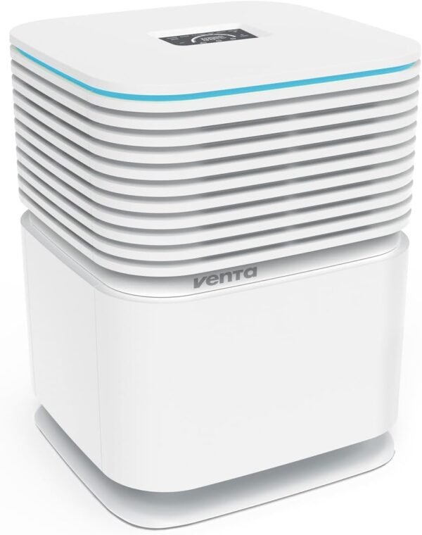 Venta Luftbefeuchter AH730, leise 24 dB(A), energieeffizient 5 Watt, hygienische Kaltverdunstung ohne Filter, 490 ml/h, 6 l-Tank, bis 70 m²/175 m³, App- und Sprachsteuerung, Weiss