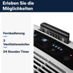 De'Longhi Pinguino PAC EM82, Mobile Klimaanlage für Räume bis zu 80 m³, 9.400 BTU, 2,4 kW, 63 dB, Entfeuchtungsfunktion, Energieklasse A, 24h-Timer, Weiß