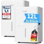 Luftentfeuchter elektrisch 20L/24H, Entfeuchter elektrisch Keller, Raumentfeuchter elektrisch 39dB für Räume bis zu 150m³/50m², Timer, 1M Ablaufschlauch, Filter, 10 J. Gar