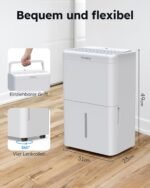 Luftentfeuchter elektrisch 20L/24H, Entfeuchter elektrisch Keller, Raumentfeuchter elektrisch 39dB für Räume bis zu 150m³/50m², Timer, 1M Ablaufschlauch, Filter, 10 J. Gar