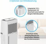 KLAMER Luftentfeuchter elektrisch 20L in 24h mit 5,5L Tank – Leiser, energieeffizienter Raumentfeuchter mit Smart Sensor, Timer & Wäschemodus – Gegen Schimmel, Feuchtigkeit & Kondenswasser