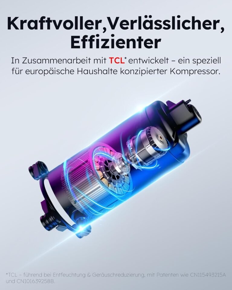 Luftentfeuchter elektrisch 20L/24H, Entfeuchter elektrisch Keller, Raumentfeuchter elektrisch 39dB für Räume bis zu 150m³/50m², Timer, 1M Ablaufschlauch, Filter, 10 J. Gar