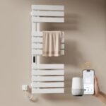 EMKE Badheizkörper Elektrisch 1000 x 500 mm, WiFi Intelligenter Thermostat Elektrischer Handtuchheizkörper, Handtuchwärmer Elektrisch für Alexa und Google Home und APP Schwarz 320W (Right)