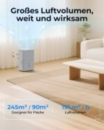 Luftentfeuchter elektrisch 30L, Entfeuchter elektrisch für Keller, Raumentfeuchter elektrisch 40dB für Räume bis zu 245m³/90m², mit Filter und 1M Ablaufschlauch, Timer, 10 J. Gar.