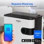 MEDION DH30S Luftentfeuchter elektrisch (smart, bis zu 150m³ (40m²), 24Liter/24h, 43db leise, elektrischer Raumentfeuchter, Timer, Bodenrollen, Entfeuchter)
