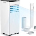 Mobile Klimaanlage 9000 BTU mit Abluftschlauch | 4-in-1 Mobiles Klimagerät | Leiser Betrieb <48 dB | Digitaldisplay + Fernbedienung | Fenster-Installationsset | 24h-Timer | Für Räume bis 25 m²