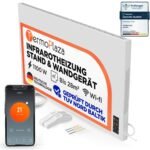 WiFi Infrarotheizung mit Thermostat 700 W bis 18 m² | Intelligente Elektro Infrarot Wandheizung & Konvektor Heizung | Vertikal Energiesparende Elektroheizung für Wohnzimmer Badezimmer
