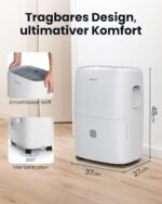 Newentor Luftentfeuchter elektrisch 25L, Entfeuchter elektrisch keller, Raumentfeuchter elektrisch, Dehumidifiers for home für 215m³/80m², mit Timer, Filter, Ablaufschlauch, 10 J. Gar.