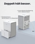 Newentor Luftentfeuchter 25L/24h, Für 215m³/80m² Räume - 3 fache Geräuschreduktion - Stromsparender Chip - Einfache Bedienung - 10 J. Gar. - Mit 1M Ablaufschlauch&Abnehmbarem Filter, Timer