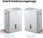 COMFEE' Luftentfeuchter Easy Dry 20L/Tag, 4 Modi, Luftbefeuchter angeschlossen, 3 l Tank, Wäschetrockner, Swing-Funktion, für Räume von 40㎡/100 m³, Weiß