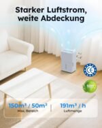 Luftentfeuchter elektrisch 20L/24H, Entfeuchter elektrisch Keller, Raumentfeuchter elektrisch 39dB für Räume bis zu 150m³/50m², Timer, 1M Ablaufschlauch, Filter, 10 J. Gar