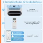 COSTWAY Klimaanlage mobil 16000BTU, Klimagerät mit Abluftschlauch, 5 in 1 Kühlen & Heizen & Entfeuchten & Belüften & Schlafmodus für Räume bis zu 150 m³, Fernbedienung/App, 24H Timer, 4700W, ≤57dB