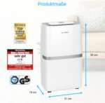KLAMER Luftentfeuchter elektrisch 25L in 24h mit 5,5L Tank – Leiser, energieeffizienter Raumentfeuchter mit Smart Sensor, Timer & Wäschemodus – Bei Schimmel, Feuchtigkeit & Kondenswasser