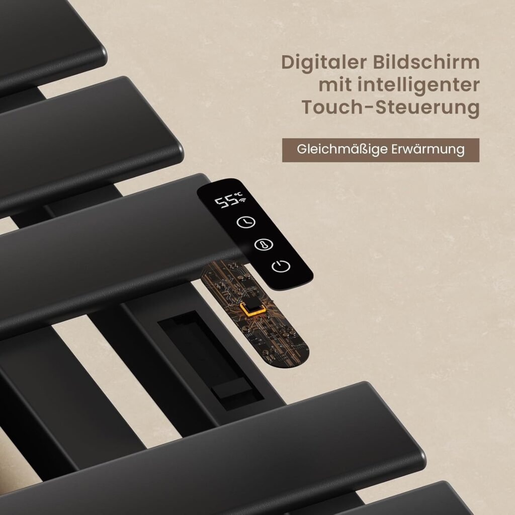 EMKE Badheizkörper Elektrisch 1000 x 500 mm, WiFi Intelligenter Thermostat Elektrischer Handtuchheizkörper, Handtuchwärmer Elektrisch für Alexa und Google Home und APP Schwarz 320W (Right)