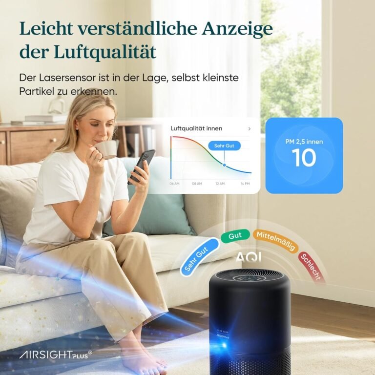 LEVOIT Luftreiniger mit HEPA Luftfilter, CADR 258m³/h für 54㎡ Raucherzimmer, gegen 99,97 Prozent Schimmel Staub Pollen Tierhaare, Air Purifier mit Luftqualitäts-Feedback und Auto-Modus, Schlafmodus