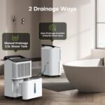 Luftentfeuchter 16L/Tag, Ultra-leiser Luftentfeuchter Elektrisch, Intelligentes Zentralsteuerungs, AUTO Modus, Feuchtigkeitsanzeige Licht, 24H Timer, Raumentfeuchter, Mehr Effizient