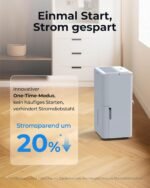 Luftentfeuchter elektrisch 30L, Entfeuchter elektrisch für Keller, Raumentfeuchter elektrisch 40dB für Räume bis zu 245m³/90m², mit Filter und 1M Ablaufschlauch, Timer, 10 J. Gar.