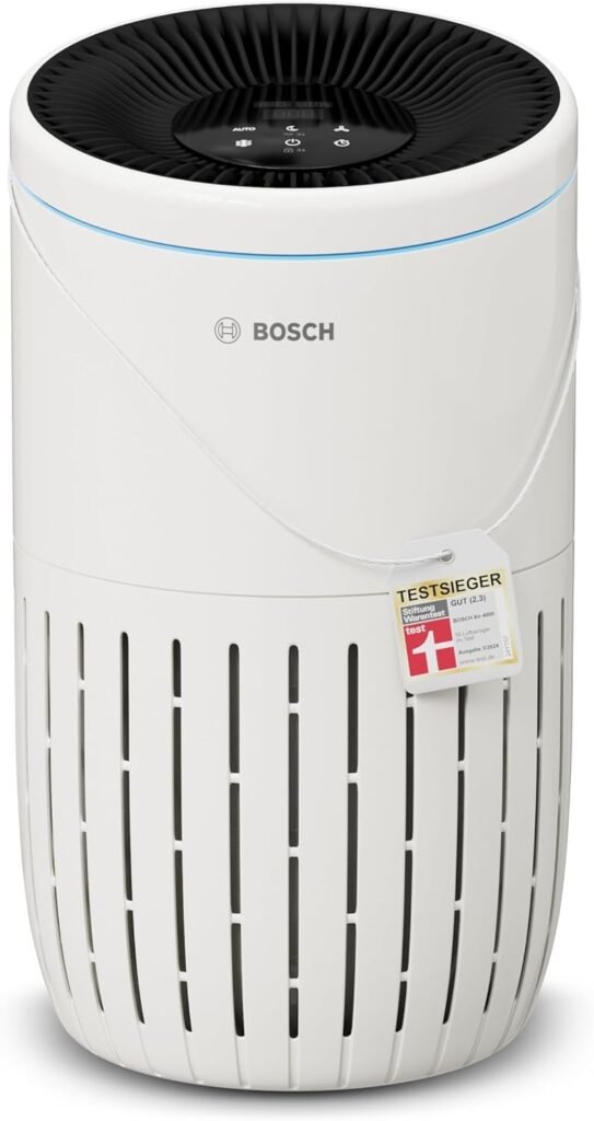 Bosch Air 4000 Luftreiniger - Für Räume bis zu 62,5 m² - Entfernt effizient Schadstoffe - Mit 3-in-1 Luftfilter, Smart Sensor, Automatikmodus, Ruhemodus (< 25 dB(A)) - CADR: 300 m³/h