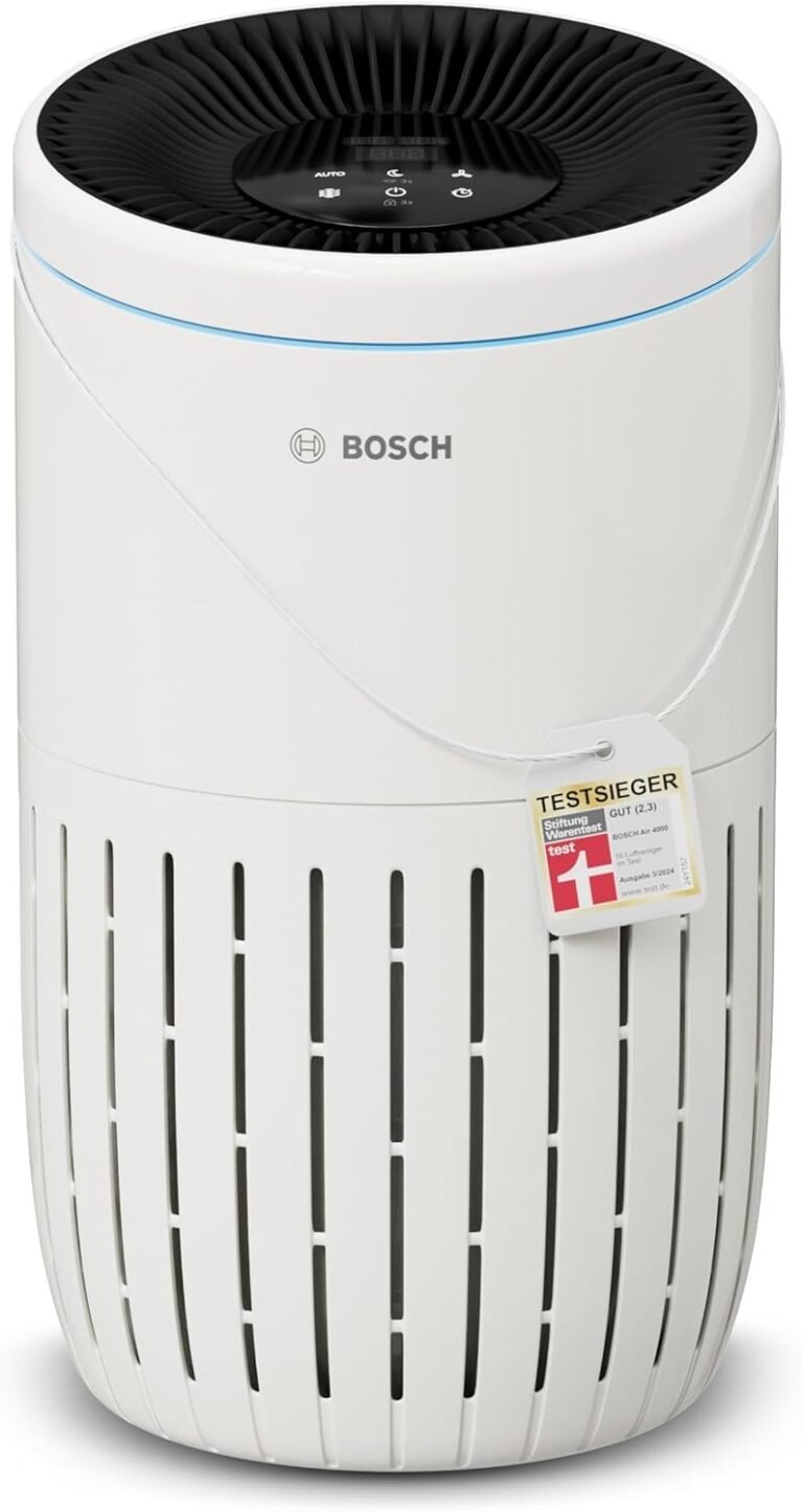 Bosch Air 4000 Luftreiniger - Für Räume bis zu 62,5 m² - Entfernt effizient Schadstoffe - Mit 3-in-1 Luftfilter, Smart Sensor, Automatikmodus, Ruhemodus (< 25 dB(A)) - CADR: 300 m³/h