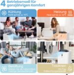 COSTWAY Klimaanlage mobil 16000BTU, Klimagerät mit Abluftschlauch, 5 in 1 Kühlen & Heizen & Entfeuchten & Belüften & Schlafmodus für Räume bis zu 150 m³, Fernbedienung/App, 24H Timer, 4700W, ≤57dB