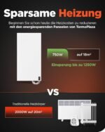 WiFi Infrarotheizung mit Thermostat 700 W bis 18 m² | Intelligente Elektro Infrarot Wandheizung & Konvektor Heizung | Vertikal Energiesparende Elektroheizung für Wohnzimmer Badezimmer