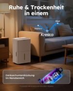 Luftentfeuchter elektrisch 20L/24H, Entfeuchter elektrisch Keller, Raumentfeuchter elektrisch 39dB für Räume bis zu 150m³/50m², Timer, 1M Ablaufschlauch, Filter, 10 J. Gar