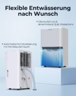 Luftentfeuchter elektrisch 30L, Entfeuchter elektrisch für Keller, Raumentfeuchter elektrisch 40dB für Räume bis zu 245m³/90m², mit Filter und 1M Ablaufschlauch, Timer, 10 J. Gar.