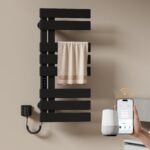 EMKE Badheizkörper Elektrisch 1000 x 500 mm, WiFi Intelligenter Thermostat Elektrischer Handtuchheizkörper, Handtuchwärmer Elektrisch für Alexa und Google Home und APP Schwarz 320W (Right)