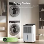 Luftentfeuchter 16L/Tag, Ultra-leiser Luftentfeuchter Elektrisch, Intelligentes Zentralsteuerungs, AUTO Modus, Feuchtigkeitsanzeige Licht, 24H Timer, Raumentfeuchter, Mehr Effizient