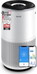LEVOIT Core 400S HEPA Luftreiniger für Allergiker, HEPA + Aktivkohlefilter, CADR 433 m³/h bis 90 m², für Wohnung & Schlafzimmer & Raucherzimmer, leise, PM2,5 Anzeige, Automodus, App & Alexa