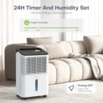 Luftentfeuchter 16L/Tag, Ultra-leiser Luftentfeuchter Elektrisch, Intelligentes Zentralsteuerungs, AUTO Modus, Feuchtigkeitsanzeige Licht, 24H Timer, Raumentfeuchter, Mehr Effizient