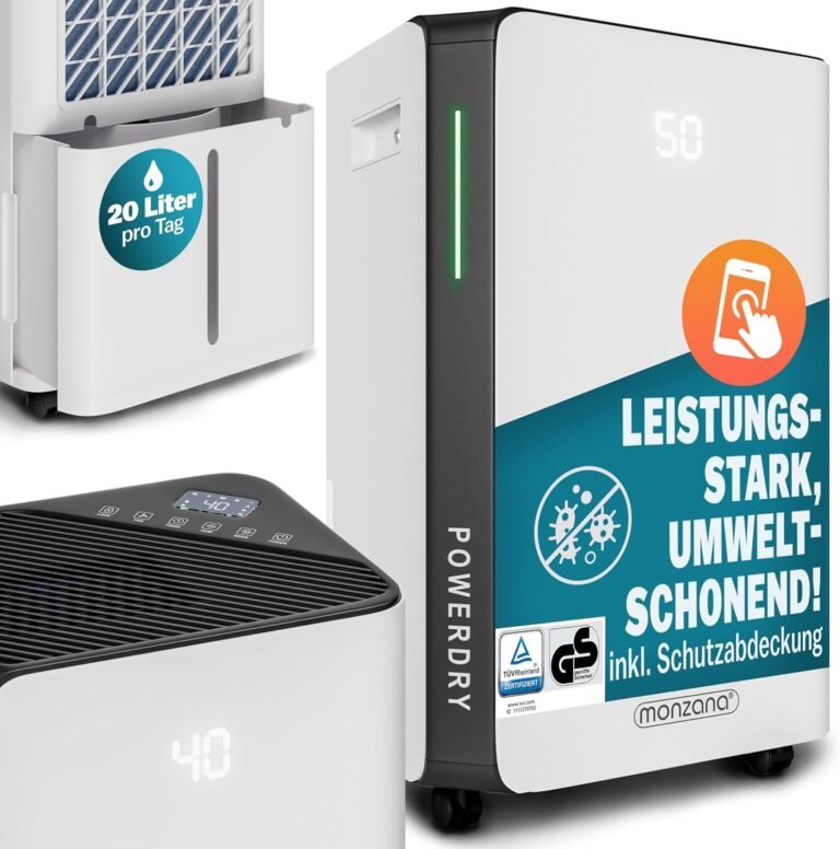 MONZANA® Luftentfeuchter elektrisch 20-30m² 20L/Tag LED-Display 24-Std-Timer Raumentfeuchter Bad Wohnung Wifi Smart Home App Luftreiniger Allergiker