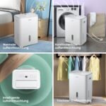 COMFEE' Luftentfeuchter Easy Dry 20L/Tag, 4 Modi, Luftbefeuchter angeschlossen, 3 l Tank, Wäschetrockner, Swing-Funktion, für Räume von 40㎡/100 m³, Weiß