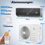 KESSER® Klimaanlage Set Split - mit WiFi/App Funktion Klimagerät - Kühlen A++/ Heizen A+ - 9000 BTU/h (2.600 Watt) Sehr Leise, Kältemittel R32 - Fernbedienung, Timerfunktion - Inkl. Montagematerial