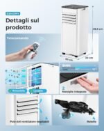 Mobile Klimaanlage 9000 BTU mit Abluftschlauch | 4-in-1 Mobiles Klimagerät | Leiser Betrieb