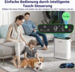 KNKA Luftreiniger Air Purifier H13 HEPA Filter,CADR 300m³/h,bis 80m²,Entfernt 99,97% Staub,Pollen & Gerüche,mit Luftqualitäts-Sensor,Auto- & Schlafmodus,Ideal für Raucherzimmer & Haustiere