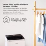 Bosch Cool 5000 Mobiles Klimagerät - 3-in-1 Klimaanlage, Luftentfeuchter, Ventilator - 3,4 kW für Räume bis zu 46 m² - Mit Auto-Modus, Silent-Modus Sleep-Modus